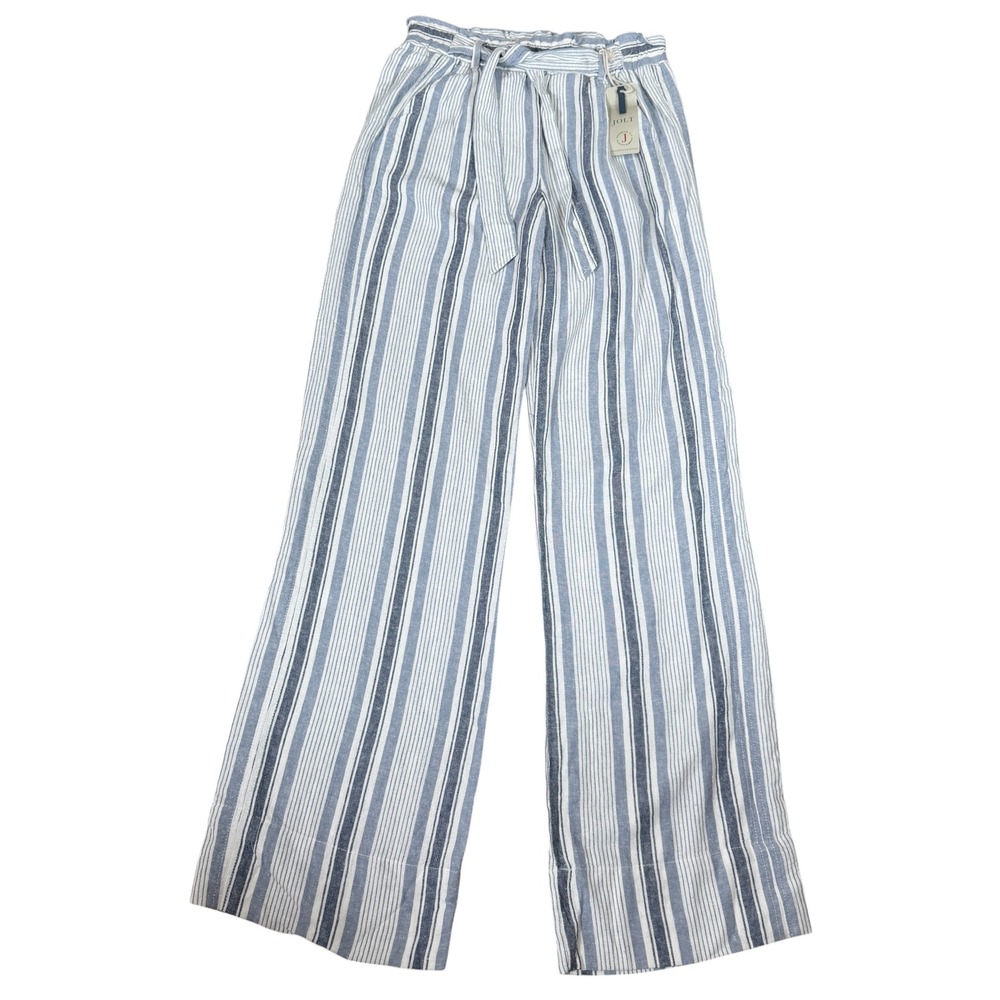 Jolt Womens Blue White Striped Linen Blend Beach Wide Leg Pants Extra Small NWT